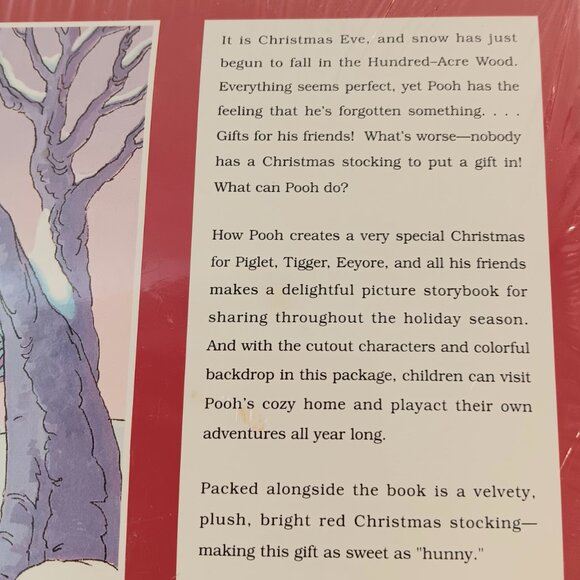 VTG Winnie the Pooh's Christmas Gift Box 1992 Storybook And Stocking New Sealed - Picture 8 of 8